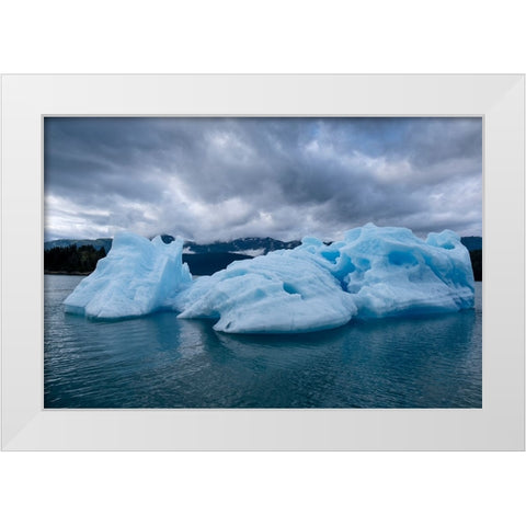 Iceberg glows in Endicott Arm. White Modern Wood Framed Art Print by Sederquist, Betty