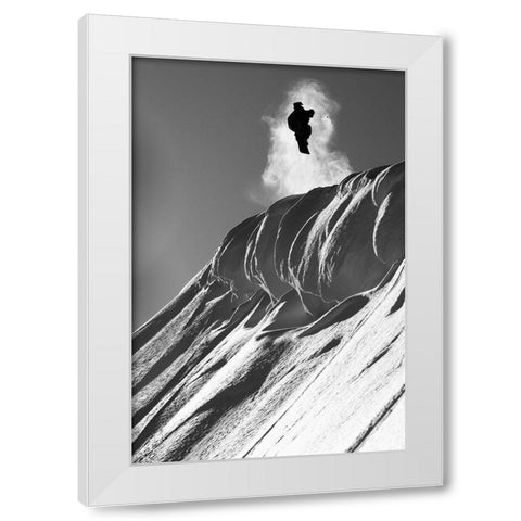 Professional snowboarder, Marko Grilc, in the Chugach mountains near Haines, Alaska, Winter (MR) White Modern Wood Framed Art Print by Design Pics