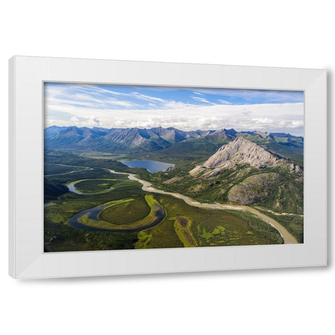 USA- Alaska- Gates of the Arctic National Park. Aerial view of the Alatna River. White Modern Wood Framed Art Print by Norrsell, Fredrik