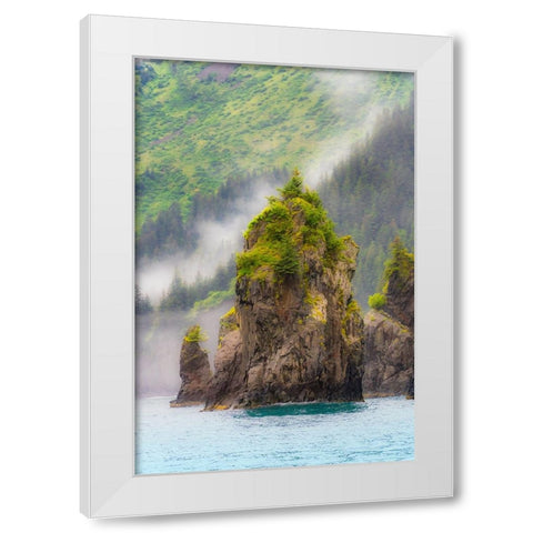 Alaska- Kenai Peninsula. Scenic landscape of the rocky coast. White Modern Wood Framed Art Print by Muir, Janet