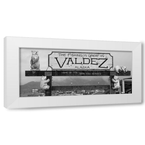 Alaska- Valdez. Marina sign. White Modern Wood Framed Art Print by Muir, Janet