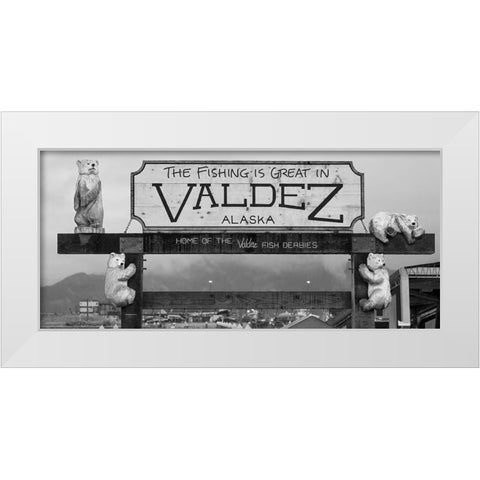 Alaska- Valdez. Marina sign. White Modern Wood Framed Art Print by Muir, Janet