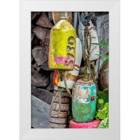 Antique buoy White Modern Wood Framed Art Print by Engelbrecht, Jim