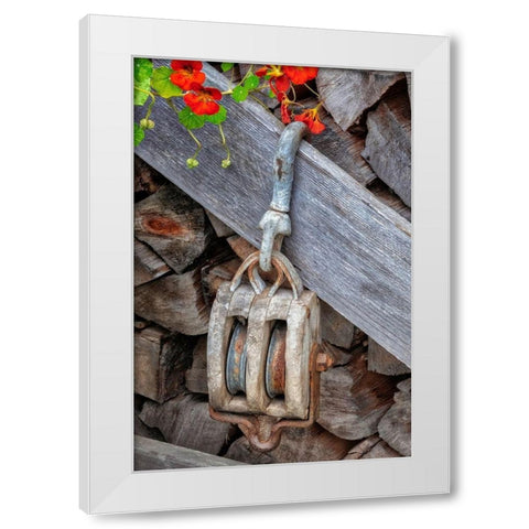 Antique block and tackle White Modern Wood Framed Art Print by Engelbrecht, Jim