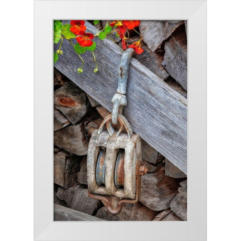 Antique block and tackle White Modern Wood Framed Art Print by Engelbrecht, Jim