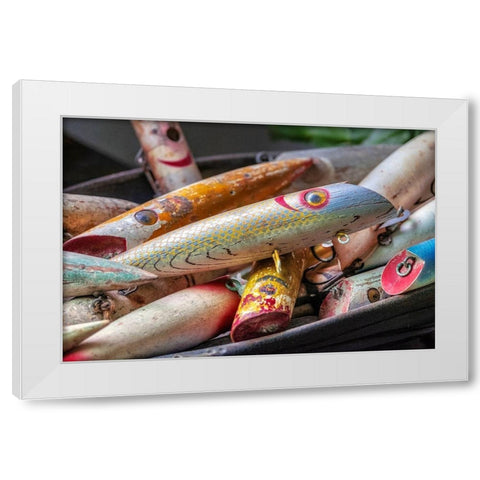 Antique fishing lure-Wrangell-Alaska-USA White Modern Wood Framed Art Print by Engelbrecht, Jim