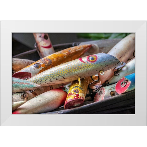 Antique fishing lure-Wrangell-Alaska-USA White Modern Wood Framed Art Print by Engelbrecht, Jim