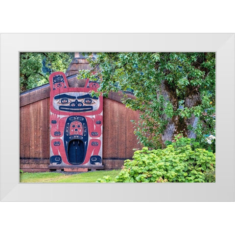 Tinglit clan house-Wrangell-Alaska-USA White Modern Wood Framed Art Print by Engelbrecht, Jim