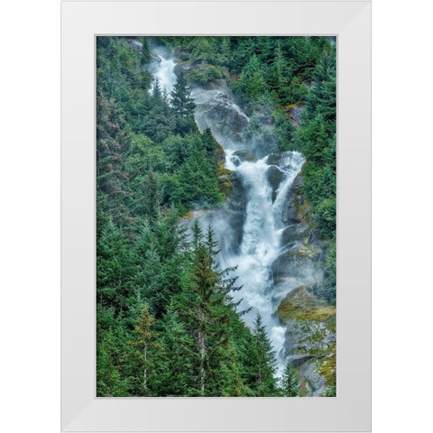 Thunder Falls-LeConte Bay-Petersburg-Alaska-USA White Modern Wood Framed Art Print by Engelbrecht, Jim