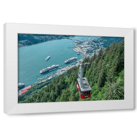 Tramway-Gastineau Channel-Mount Roberts-Juneau-Alaska-USA White Modern Wood Framed Art Print by Engelbrecht, Jim