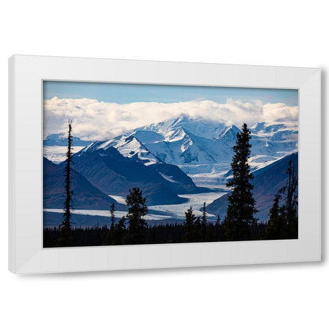 Glenn Highway-Knik Glacier-Chugach mountains-Alaska-USA White Modern Wood Framed Art Print by Sienda, Jolly