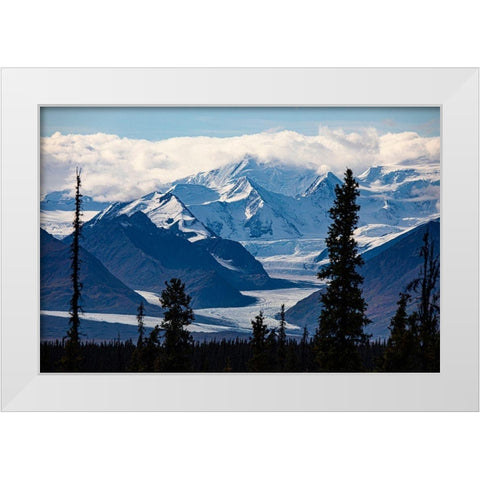 Glenn Highway-Knik Glacier-Chugach mountains-Alaska-USA White Modern Wood Framed Art Print by Sienda, Jolly