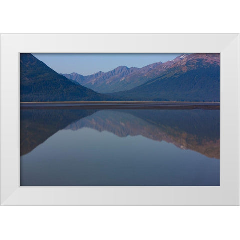 Cook Inlet-Alaska-bay and mountain reflection White Modern Wood Framed Art Print by Sienda, Jolly
