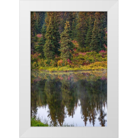 Homer-Alaska-autumn-fireweed White Modern Wood Framed Art Print by Sienda, Jolly