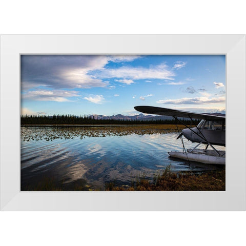Alaska Floatplane White Modern Wood Framed Art Print by Sienda, Jolly