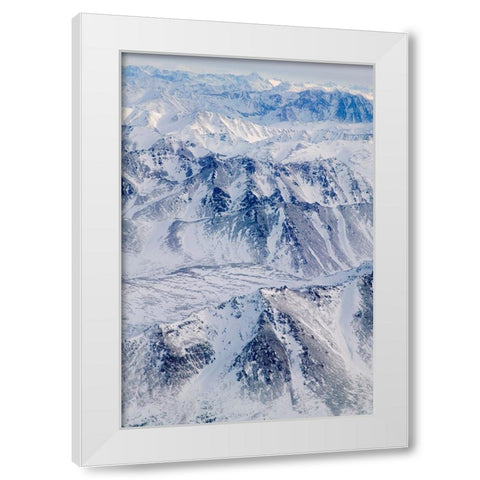 Aerial view of snow covered mountain range-Alaska-USA White Modern Wood Framed Art Print by Su, Keren
