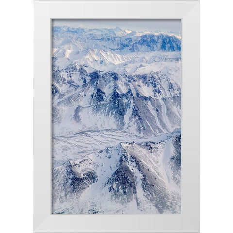 Aerial view of snow covered mountain range-Alaska-USA White Modern Wood Framed Art Print by Su, Keren