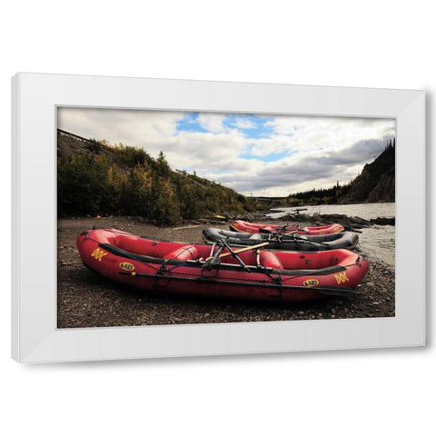 Rafts and the Nenana River, Denali, Alaska, USA White Modern Wood Framed Art Print by Hersen, Michel