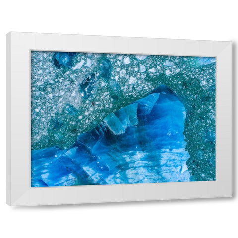 Alaska shattered icebergs floating near calving face of LeConte Glacier east of Petersburg White Modern Wood Framed Art Print by Souders, Paul