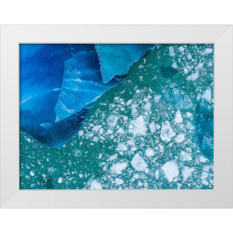 Alaska shattered icebergs floating near calving face of LeConte Glacier east of Petersburg White Modern Wood Framed Art Print by Souders, Paul