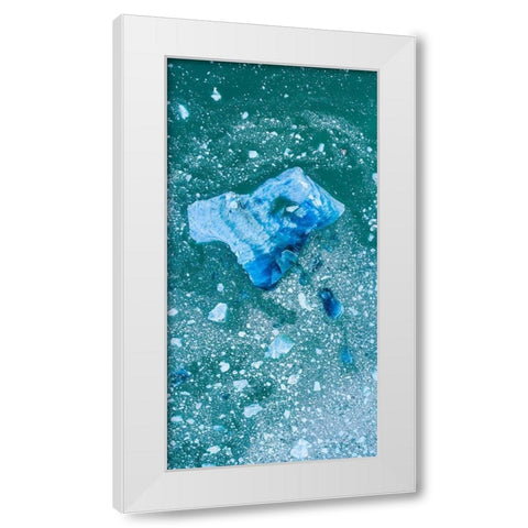 Alaska shattered icebergs floating near calving face of LeConte Glacier east of Petersburg White Modern Wood Framed Art Print by Souders, Paul