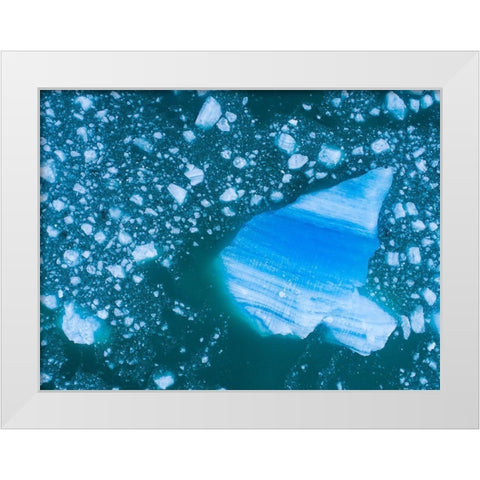 Alaska shattered icebergs floating near calving face of LeConte Glacier east of Petersburg White Modern Wood Framed Art Print by Souders, Paul