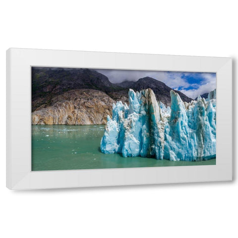 Alaska-Tracy Arm-Fords Terror Wilderness-Aerial view of blue face of Dawes Glacier White Modern Wood Framed Art Print by Souders, Paul