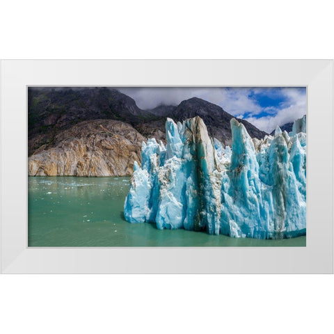 Alaska-Tracy Arm-Fords Terror Wilderness-Aerial view of blue face of Dawes Glacier White Modern Wood Framed Art Print by Souders, Paul