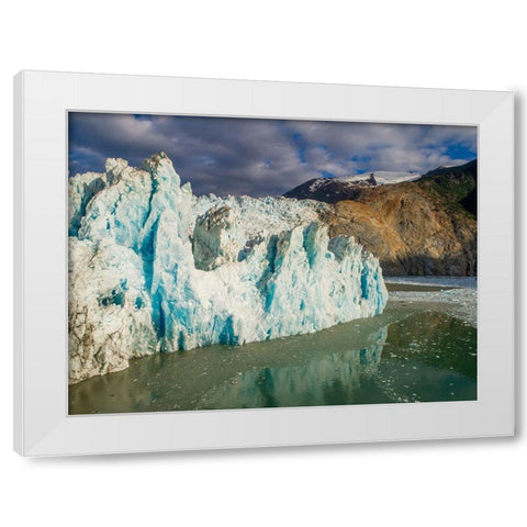 Alaska-Tracy Arm-Fords Terror Wilderness-Aerial view of crevassed blue face of Dawes Glacier  White Modern Wood Framed Art Print by Souders, Paul