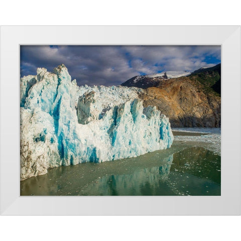 Alaska-Tracy Arm-Fords Terror Wilderness-Aerial view of crevassed blue face of Dawes Glacier  White Modern Wood Framed Art Print by Souders, Paul