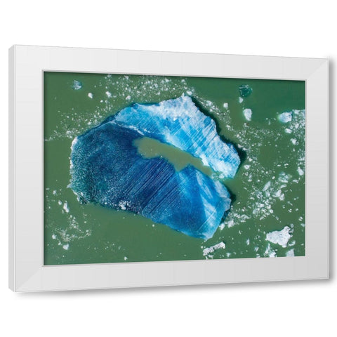 Alaska-Tracy Arm-Aerial view of floating iceberg calved from South Sawyer Glacier in Tracy Arm White Modern Wood Framed Art Print by Souders, Paul