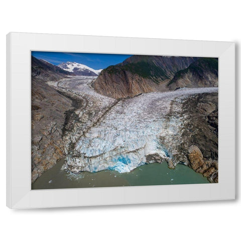 Alaska-Tracy Arm-Aerial view of Sawyer Glacier in Tracy Arm White Modern Wood Framed Art Print by Souders, Paul