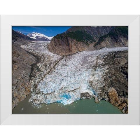 Alaska-Tracy Arm-Aerial view of Sawyer Glacier in Tracy Arm White Modern Wood Framed Art Print by Souders, Paul