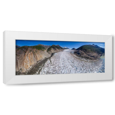 Alaska-Tracy Arm-Panoramic aerial view of crevassed surface of Sawyer Glacier in Tracy Arm White Modern Wood Framed Art Print by Souders, Paul