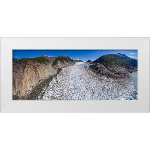 Alaska-Tracy Arm-Panoramic aerial view of crevassed surface of Sawyer Glacier in Tracy Arm White Modern Wood Framed Art Print by Souders, Paul