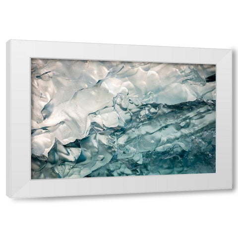 Alaska-Tracy Arm-Deep blue-green iceberg floating near face of South Sawyer Glacier in Tracy Arm White Modern Wood Framed Art Print by Souders, Paul