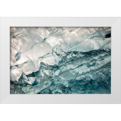 Alaska-Tracy Arm-Deep blue-green iceberg floating near face of South Sawyer Glacier in Tracy Arm White Modern Wood Framed Art Print by Souders, Paul