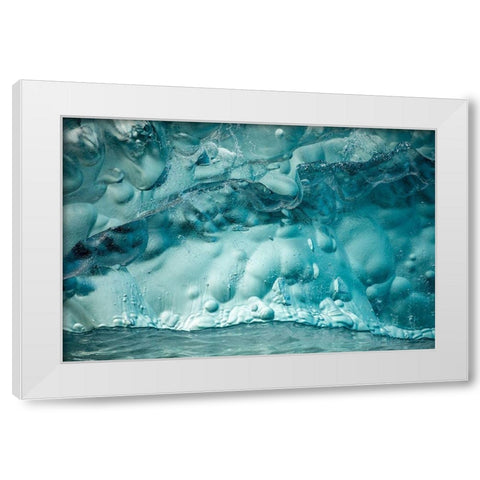 Alaska-Tracy Arm-Close-up of deep blue-green iceberg floating near face of South Sawyer Glacier White Modern Wood Framed Art Print by Souders, Paul