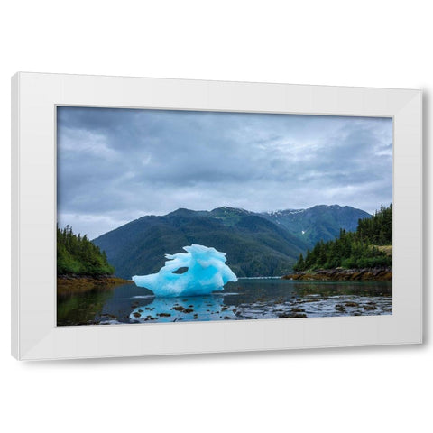 Alaska-Petersburg-Large iceberg from LeConte Glacier grounded at low tide in LeConte Bay White Modern Wood Framed Art Print by Souders, Paul