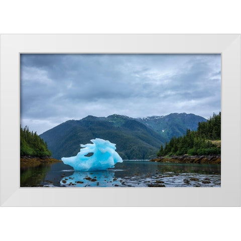 Alaska-Petersburg-Large iceberg from LeConte Glacier grounded at low tide in LeConte Bay White Modern Wood Framed Art Print by Souders, Paul