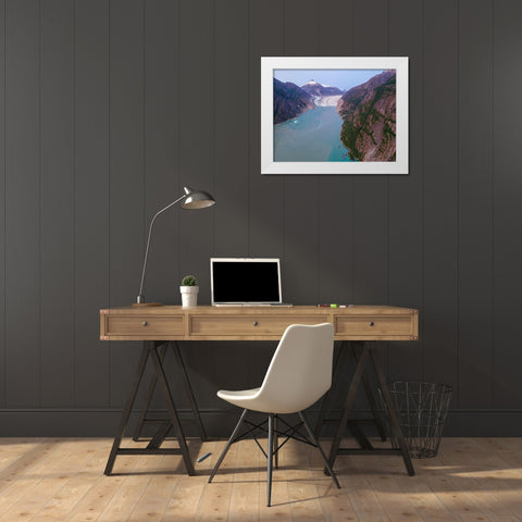 Alaska-Tracy Arm-Fords Terror Wilderness-Aerial view of Dawes Glacier at end of Endicott Arm White Modern Wood Framed Art Print by Souders, Paul
