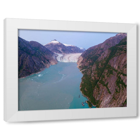 Alaska-Tracy Arm-Fords Terror Wilderness-Aerial view of Dawes Glacier at end of Endicott Arm White Modern Wood Framed Art Print by Souders, Paul