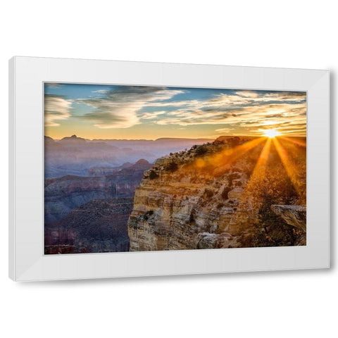 Arizona-Grand Canyon National Park-Sunrise over Powell Point White Modern Wood Framed Art Print by Collins, Ann