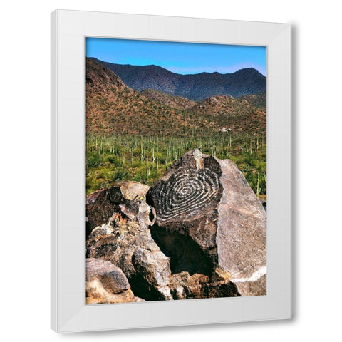 Signal Hill Petroglyphs-Arizona-USA White Modern Wood Framed Art Print by Miller, Anna