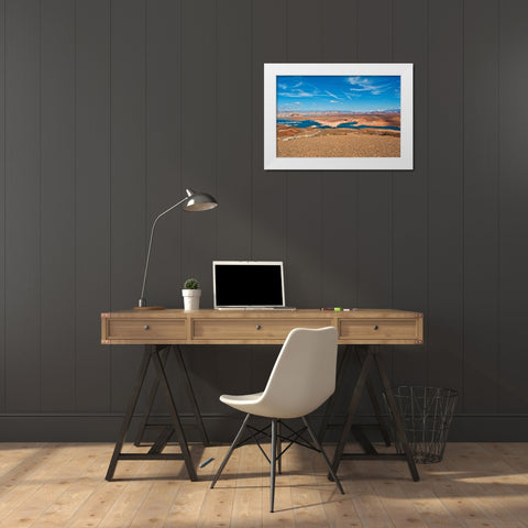 USA-Arizona-Page Glen Canyon National Recreation Area-Lake Powell with low water White Modern Wood Framed Art Print by Friel, Bernard