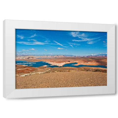 USA-Arizona-Page Glen Canyon National Recreation Area-Lake Powell with low water White Modern Wood Framed Art Print by Friel, Bernard