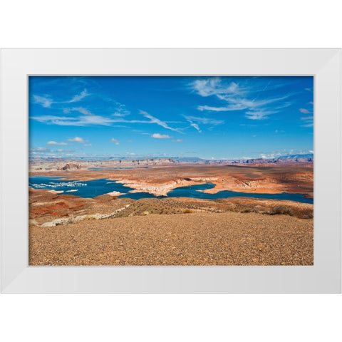 USA-Arizona-Page Glen Canyon National Recreation Area-Lake Powell with low water White Modern Wood Framed Art Print by Friel, Bernard