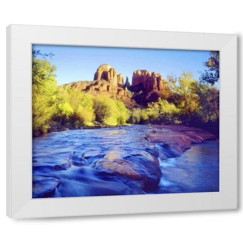 Arizona, Sedona Cathedral Rock and Oak Creek White Modern Wood Framed Art Print by Talbot Frank, Christopher