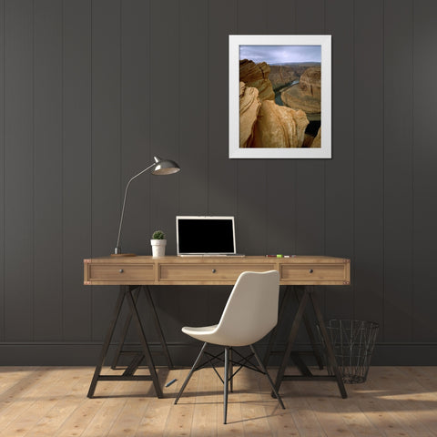 AZ, Horseshoe Bend of the Colorado River White Modern Wood Framed Art Print by Zuckerman, Jim