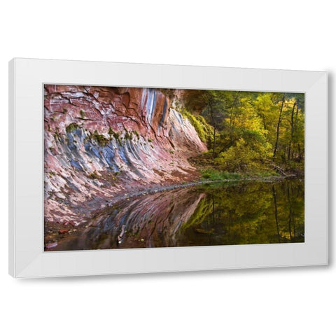 AZ, Sedona Cliff recflection along a creek White Modern Wood Framed Art Print by OBrien, Jay